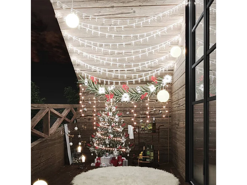 Cordão de luz globo 40 m 400 LED Branco frio 8 funções