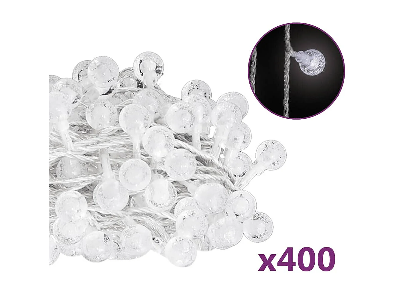 Guirlande lumineuse Globe 40 m 400 LED Blanc froid 8 fonctions