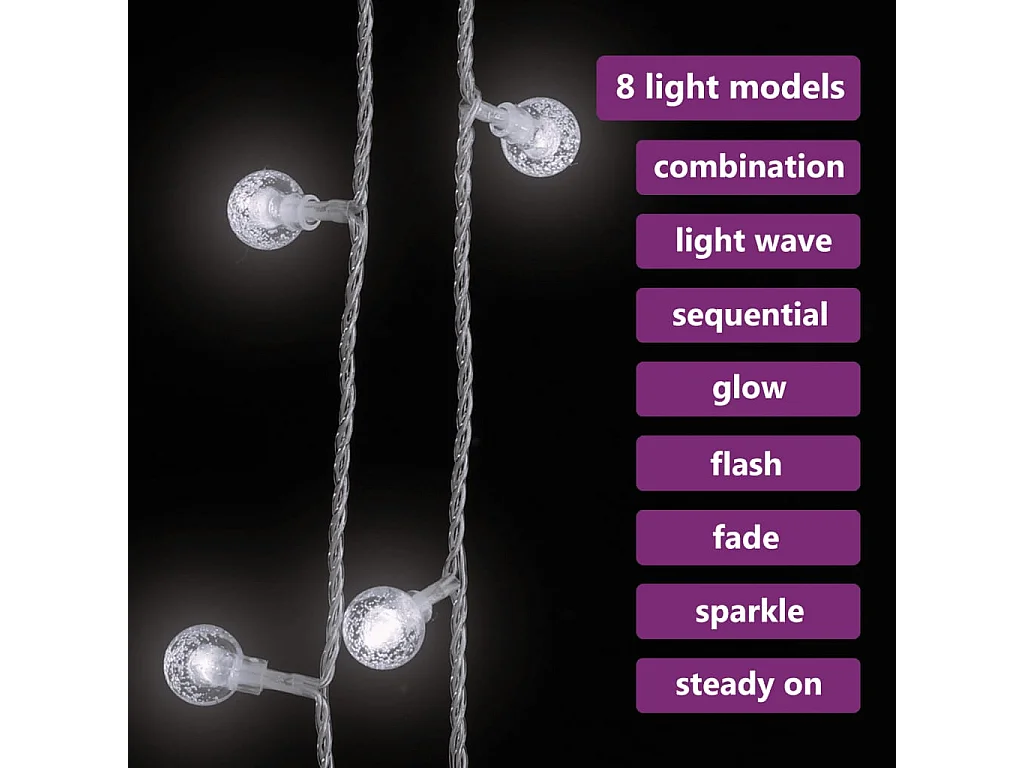 Guirlande lumineuse Globe 40 m 400 LED Blanc froid 8 fonctions