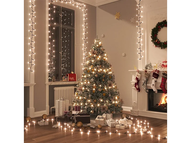 Guirlande à LED compacte avec 3000 LED Blanc chaud 65 m PVC