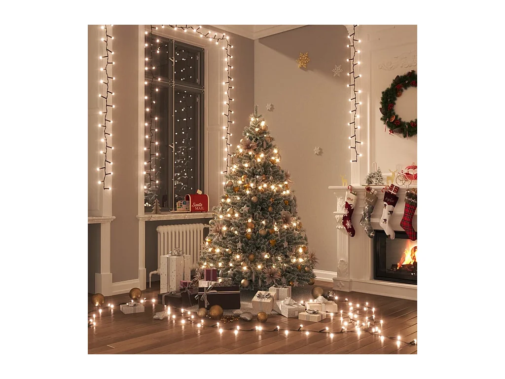 Guirlande à LED compacte avec 400 LED Blanc chaud 13 m PVC
