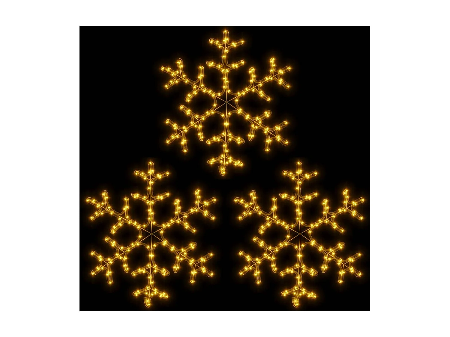 Fiocchi di neve natalizi con LED 3 pz Bianco caldo 59x59 cm