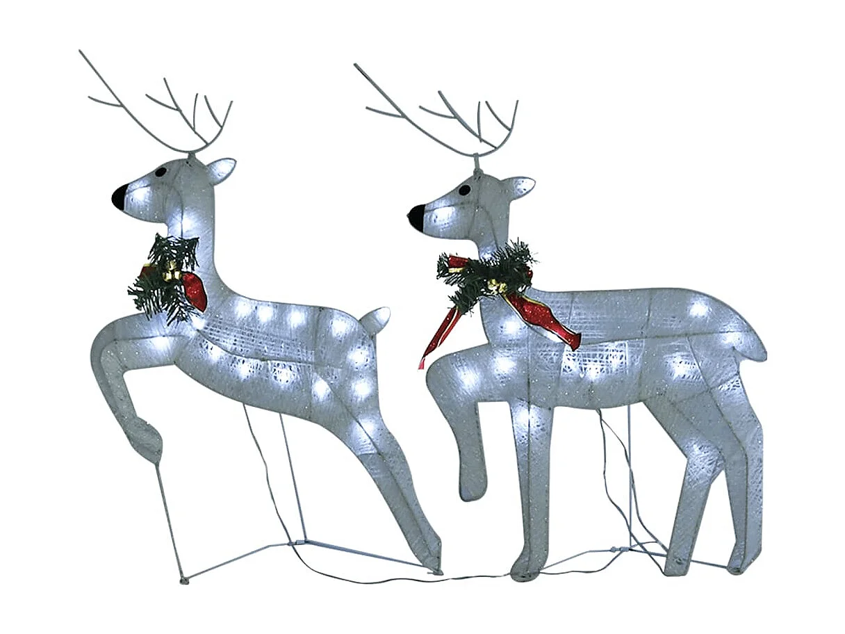 Rennes de Noël 2 pcs Blanc 40 LED