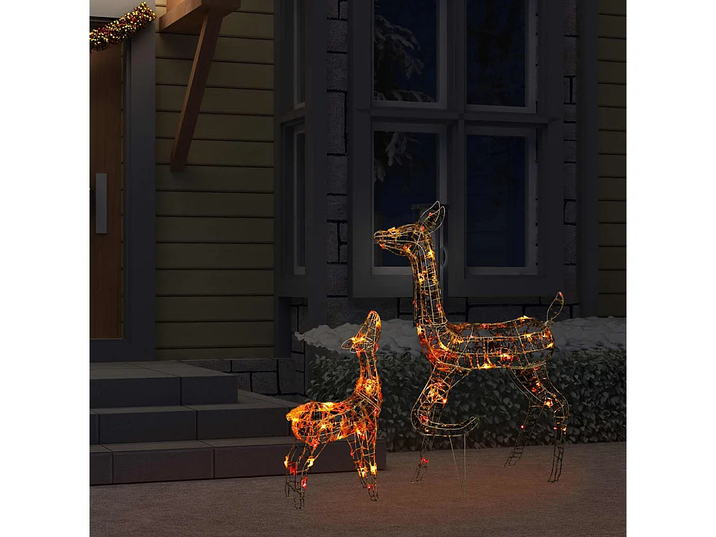 Decoração familiar de renas Acrílico 160 LED colorido