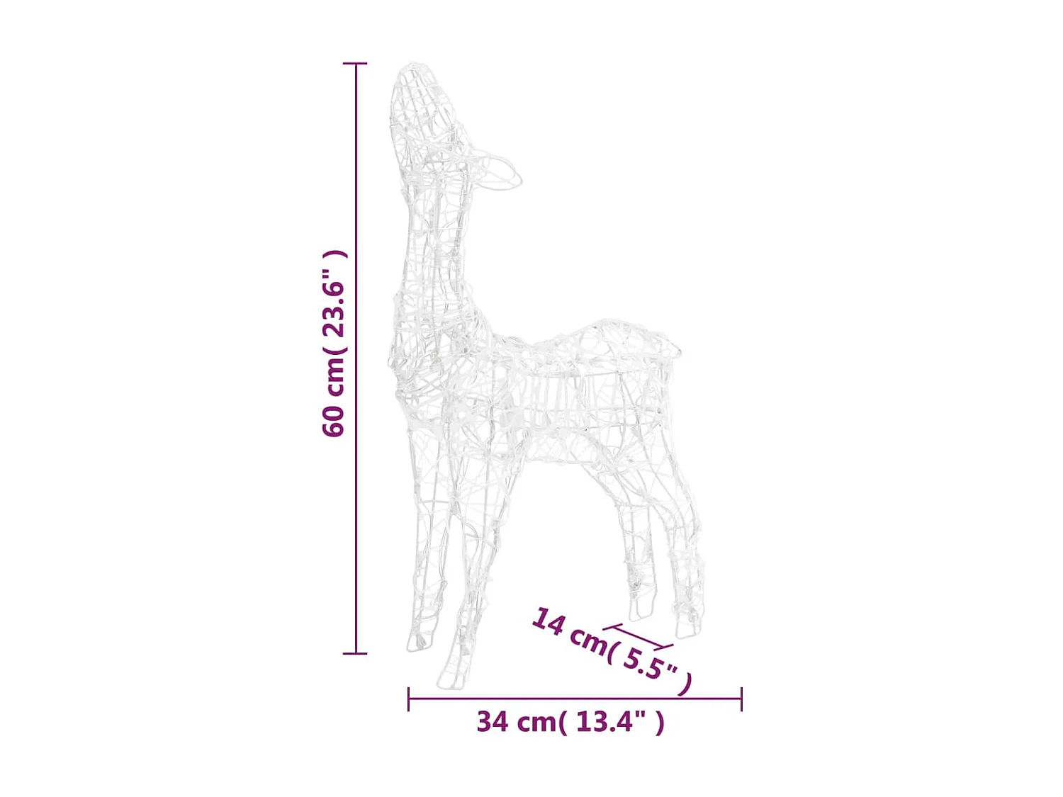 Decoração familiar de renas Acrílico 160 LED colorido