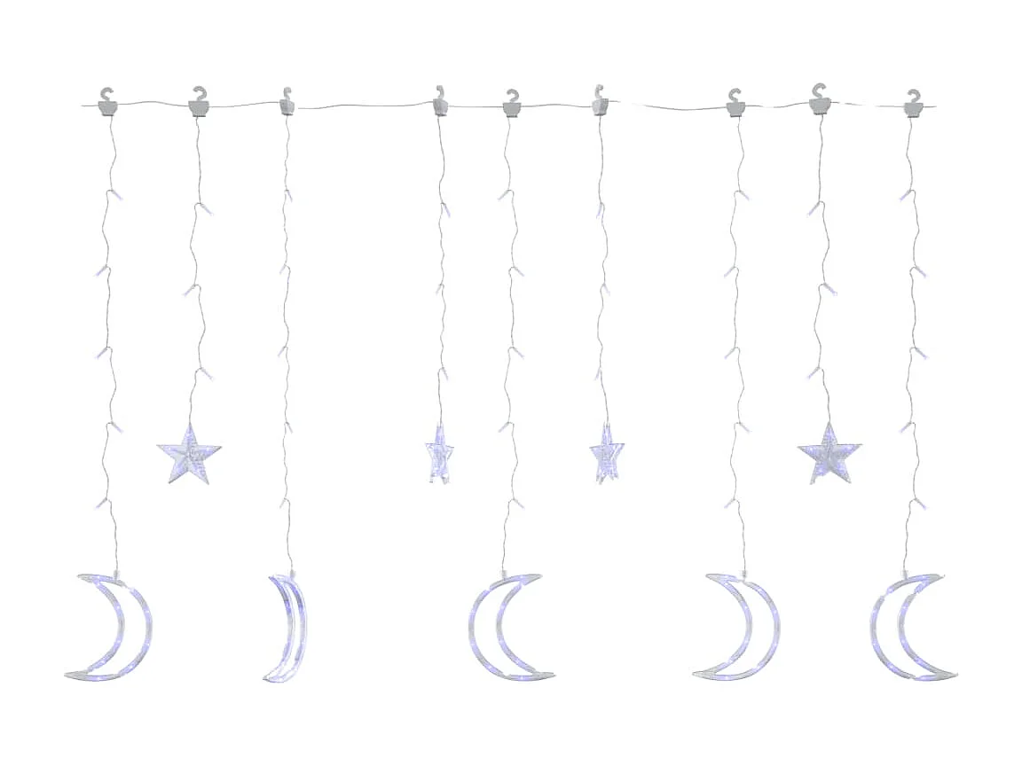 Guirnalda de luces estrella y luna con mando a distancia 138 LED