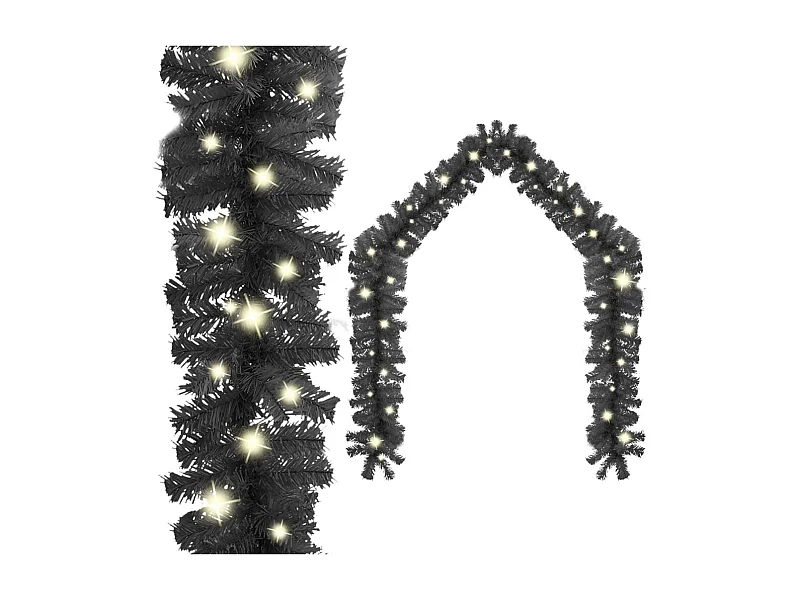 Kerstslinger met LED-verlichting 10 m Zwart