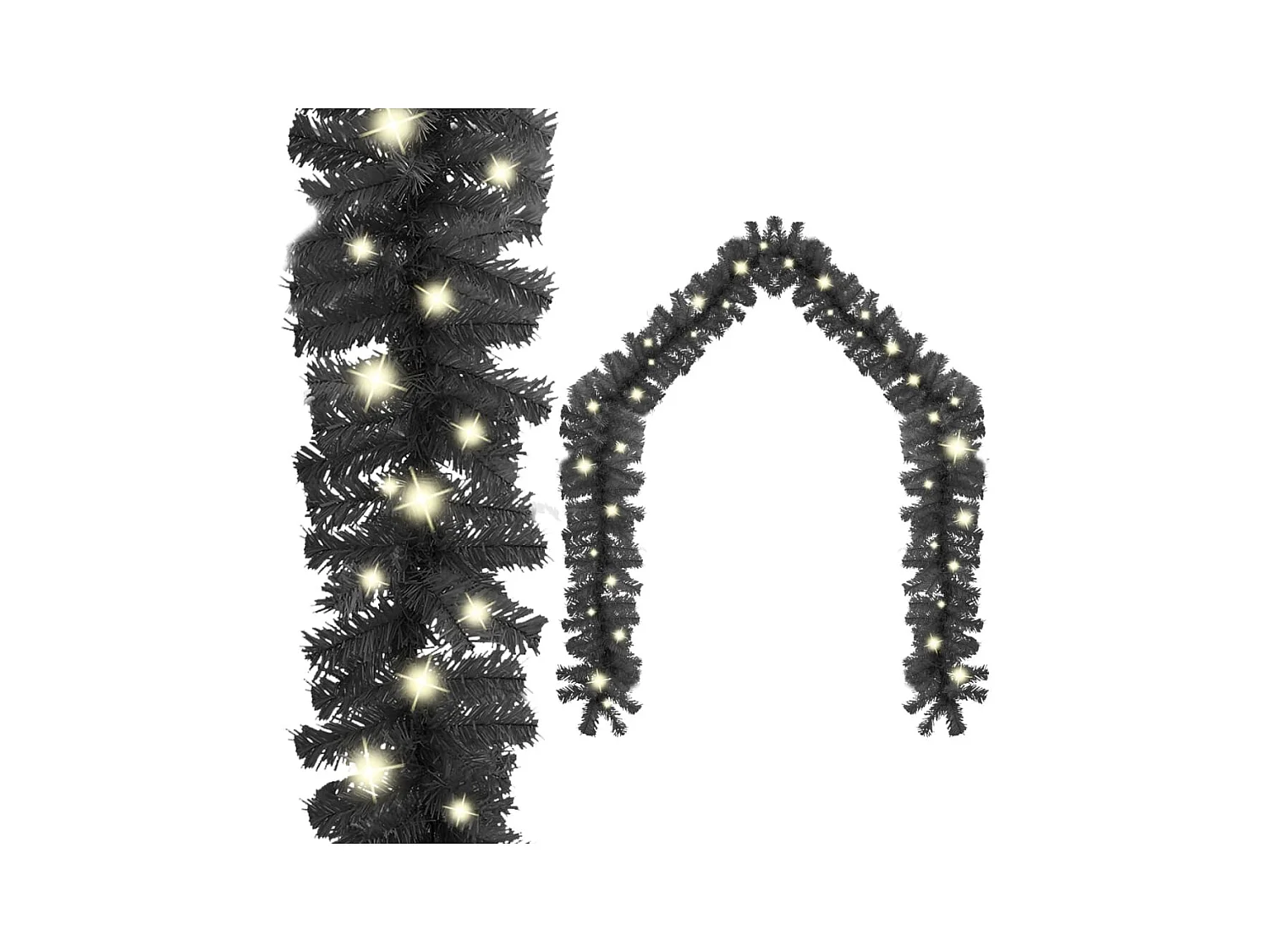 Kerstslinger met LED-verlichting 10 m Zwart