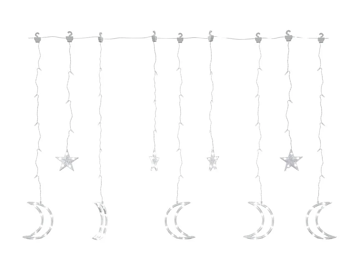 Luzes de corda estrela e lua com controle remoto 345 LEDs