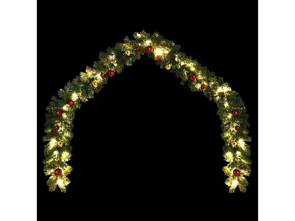Ghirlanda natalizia decorata con palline e luci led 10 mt