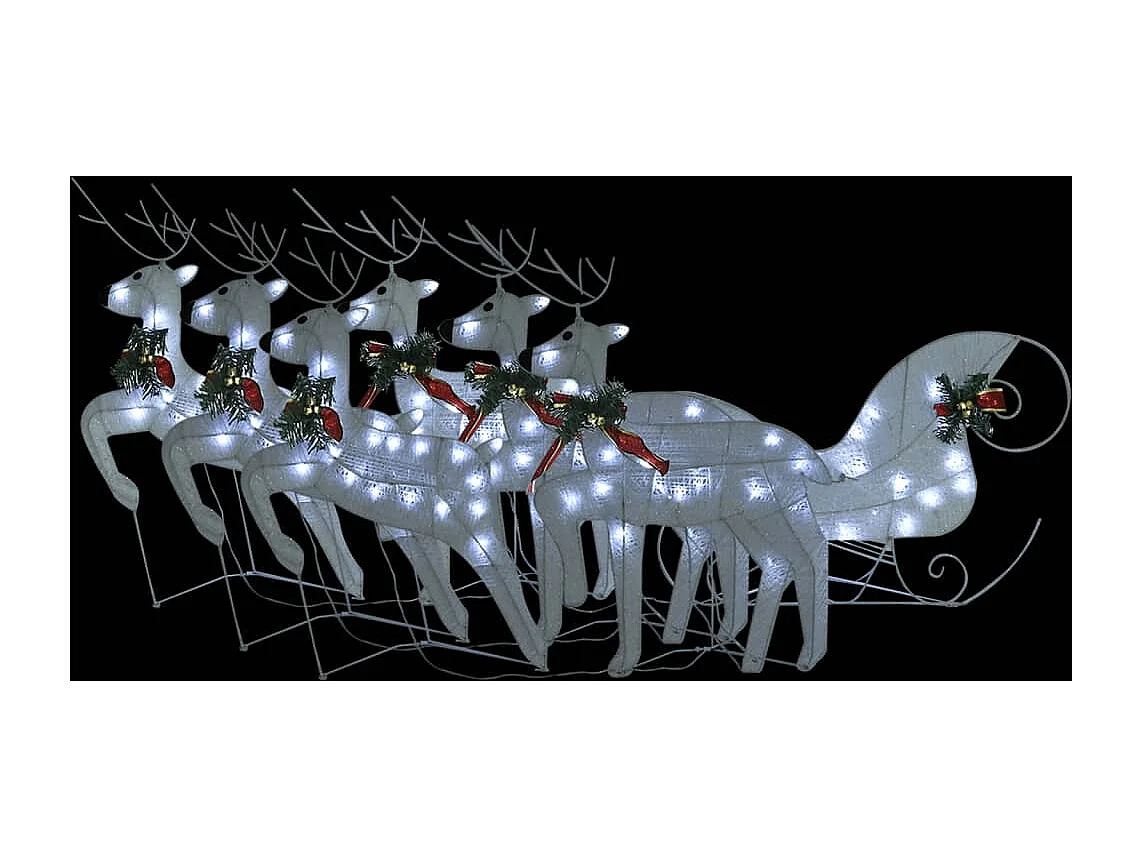 Weihnachtsdekoration Rentier und Schlitten 140 LED Outdoor weiß