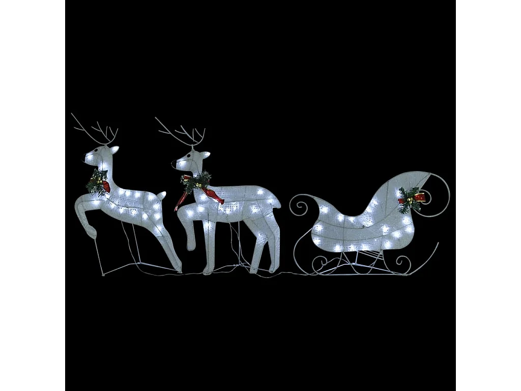 Weihnachtsdekoration Rentier und Schlitten 140 LED Outdoor weiß