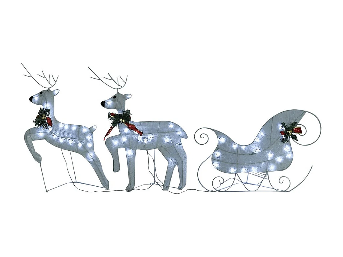 Weihnachtsdekoration Rentier und Schlitten 140 LED Outdoor weiß