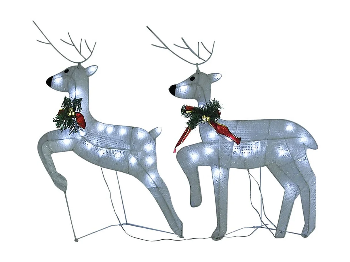 Weihnachtsdekoration Rentier und Schlitten 140 LED Outdoor weiß