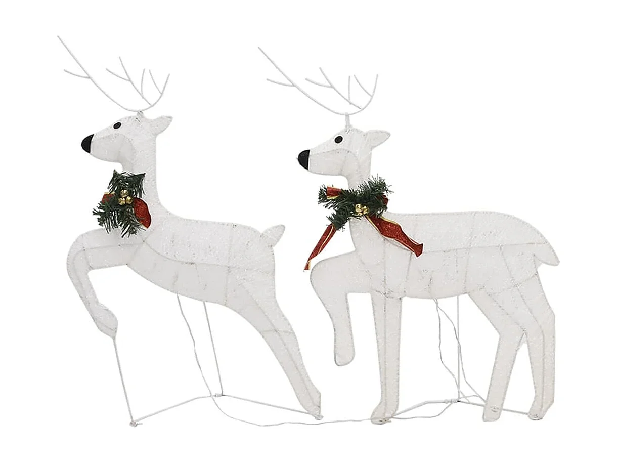 Weihnachtsdekoration Rentier und Schlitten 140 LED Outdoor weiß