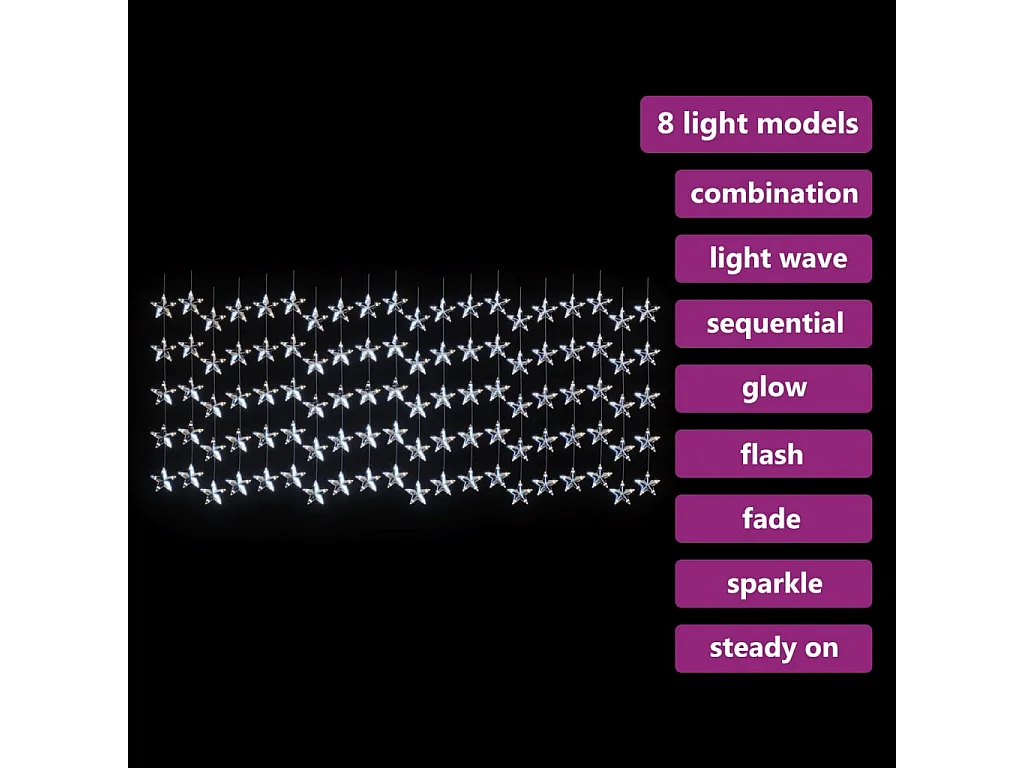 Guirlande lumineuse à étoiles LED 500 LED Blanc 8 fonctions