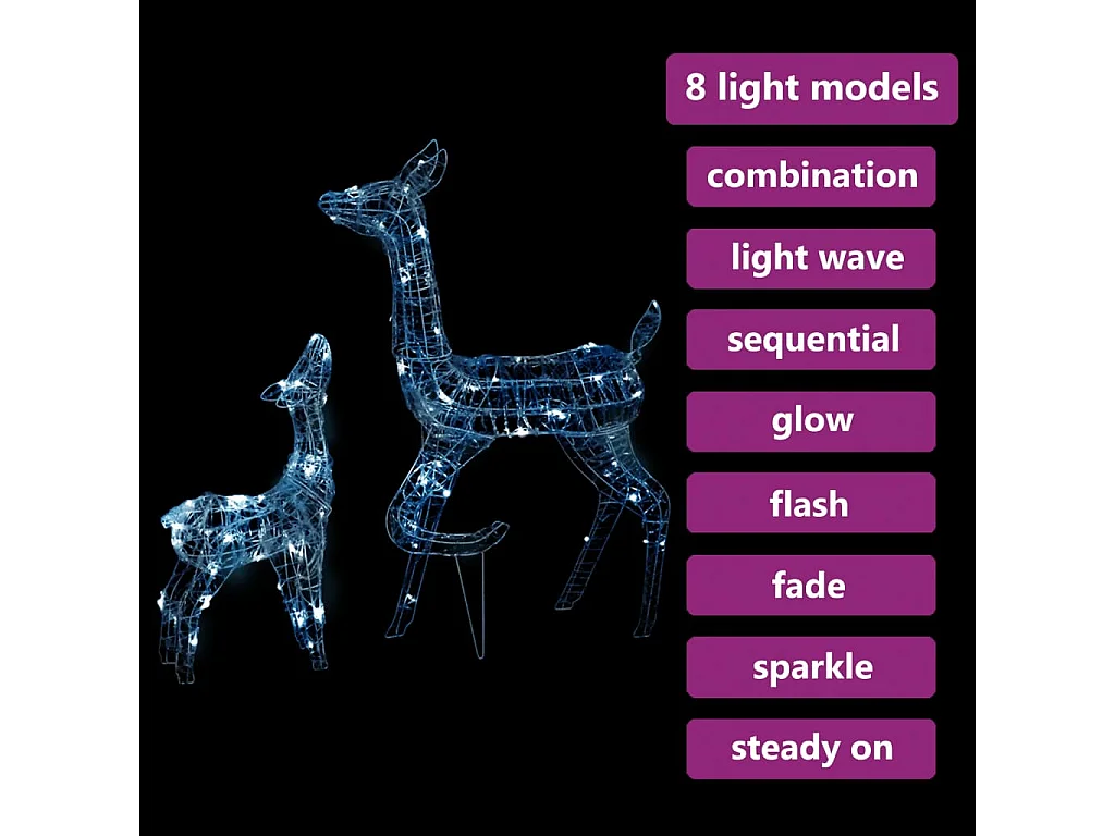 Famille de rennes de décoration Acrylique 160 LED blanc froid