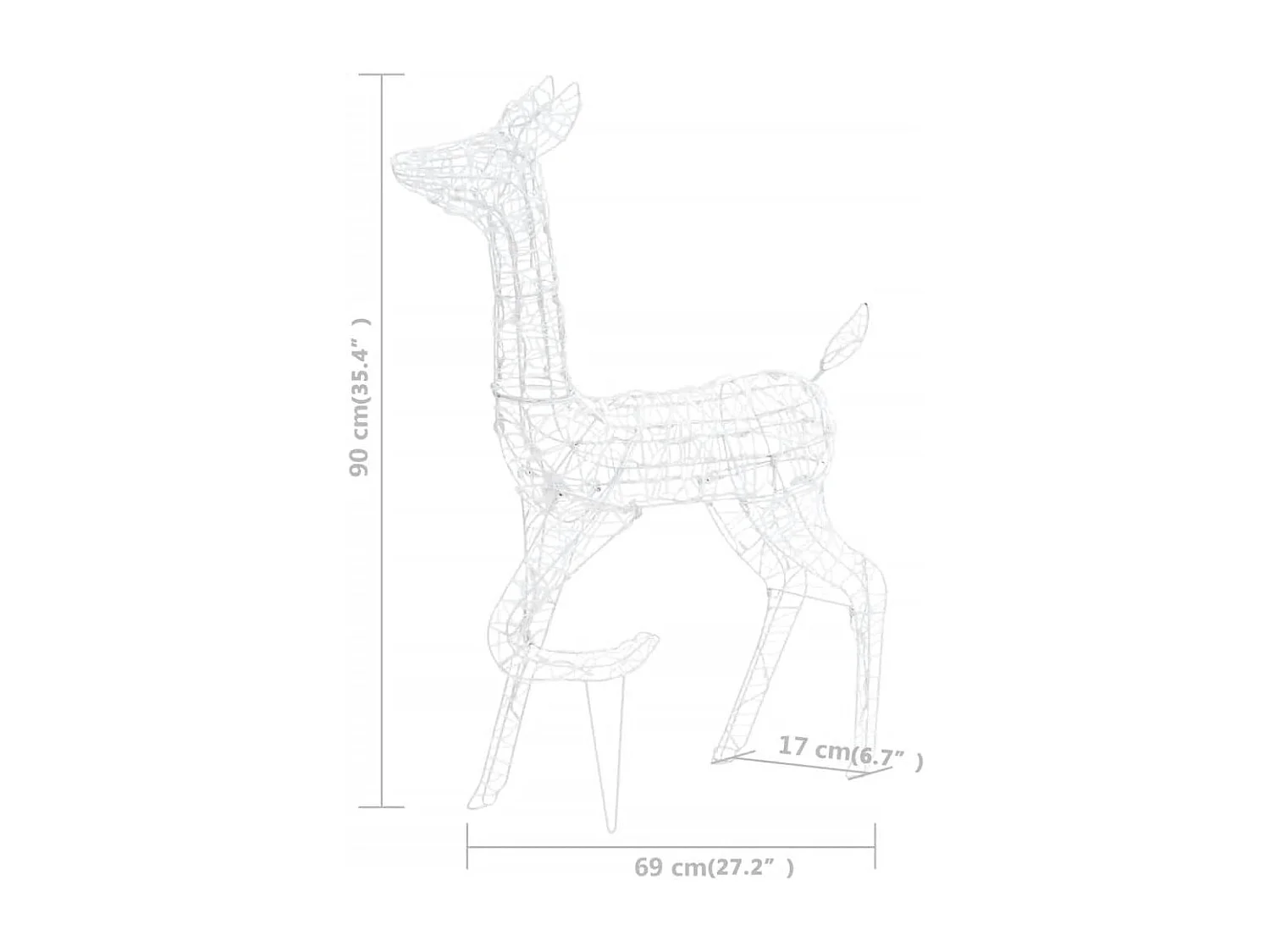 Famille de rennes de décoration Acrylique 160 LED blanc froid