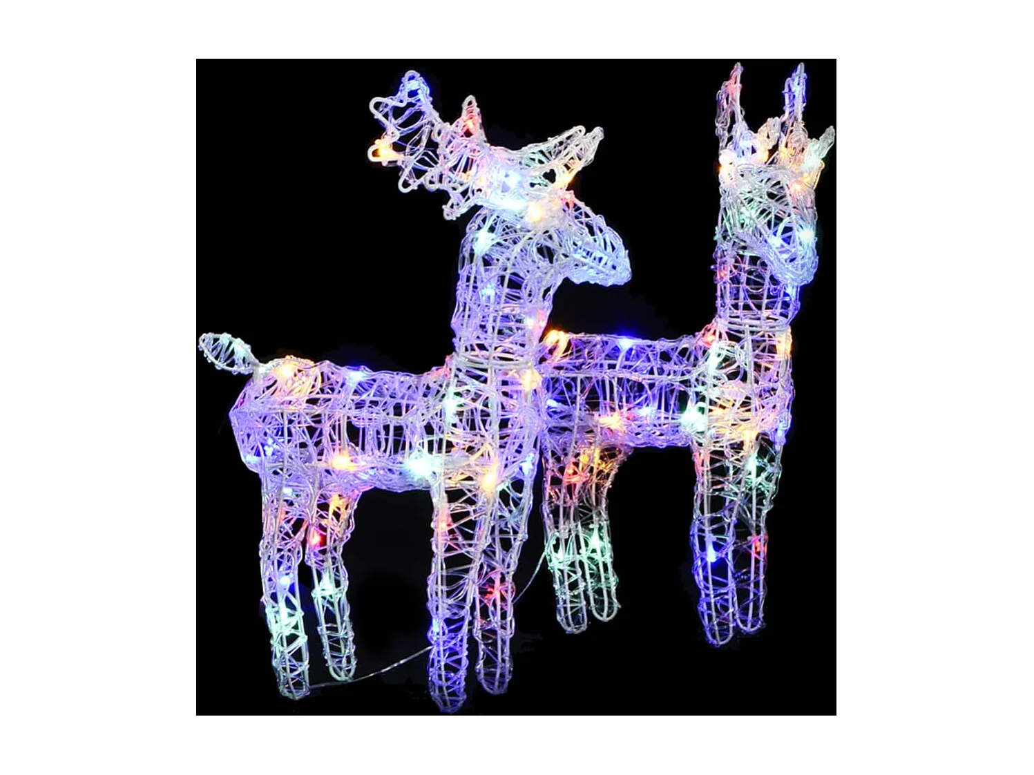 Weihnachts-Rentier, 2 Stück, 80 LEDs, mehrfarbiges Acryl