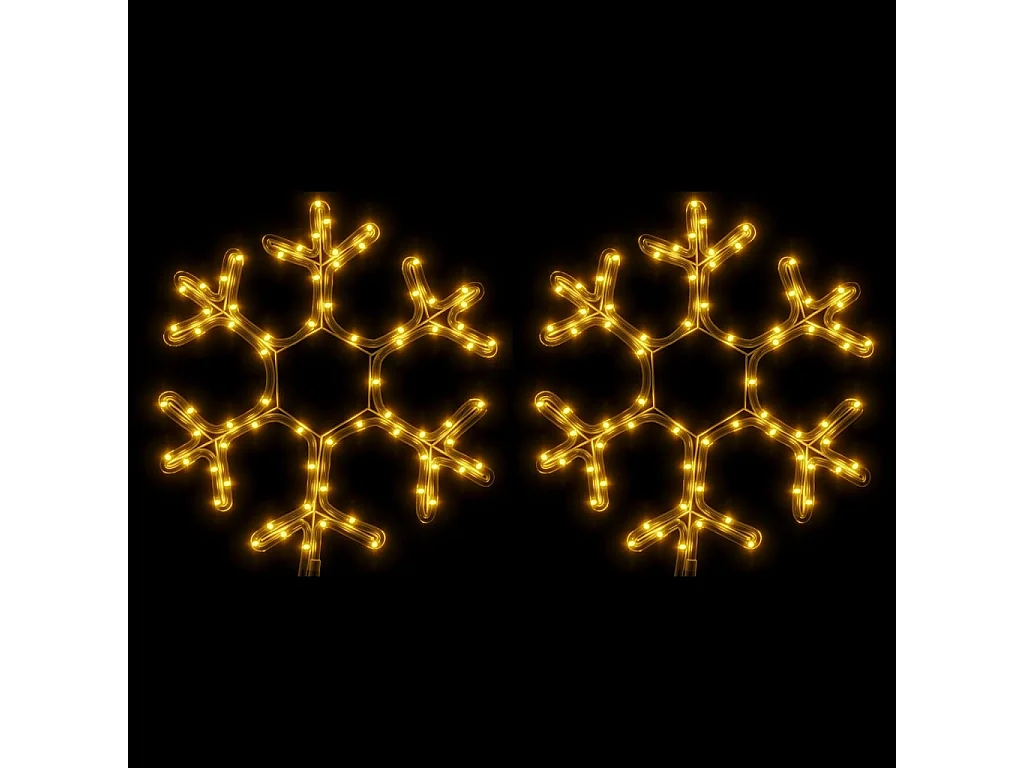 Fiocchi di neve natalizi con LED 2 pz Bianco caldo 38x37 cm