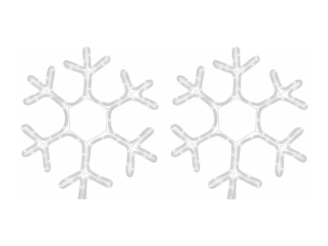 Fiocchi di neve natalizi con LED 2 pz Bianco caldo 38x37 cm