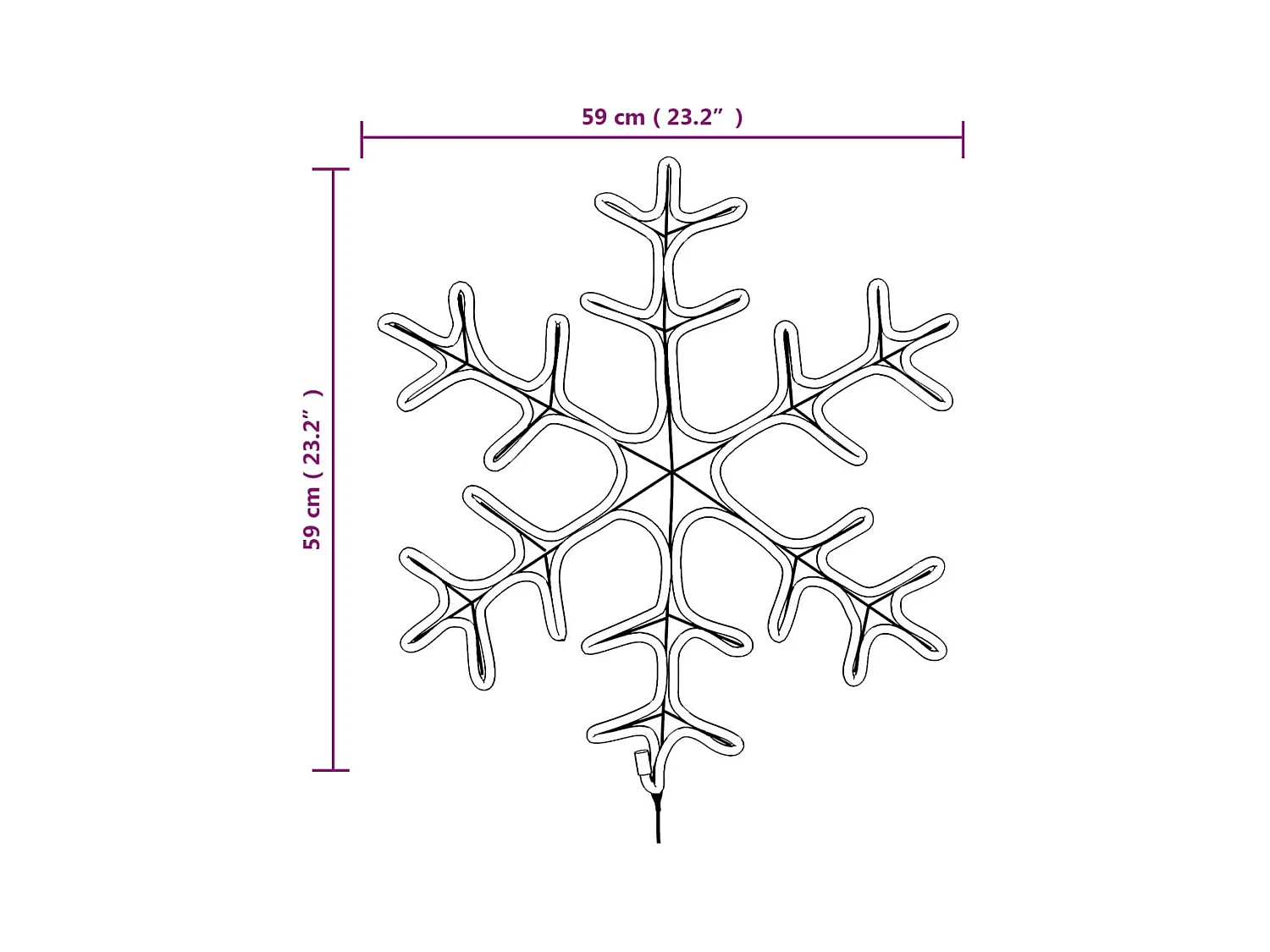 Flocons de neige de Noël avec LED 2 pcs Blanc chaud 59x59 cm