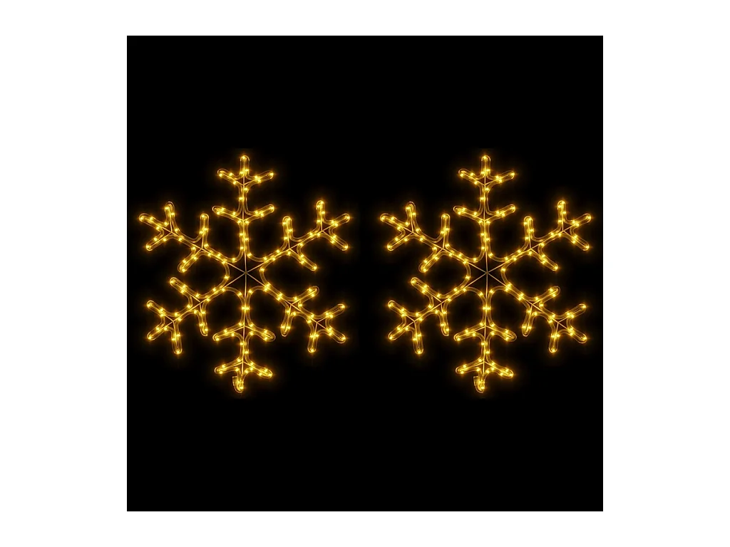 Flocons de neige de Noël avec LED 2 pcs Blanc chaud 59x59 cm