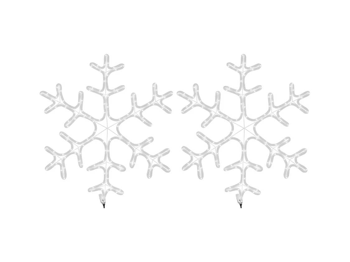 Flocons de neige de Noël avec LED 2 pcs Blanc chaud 59x59 cm