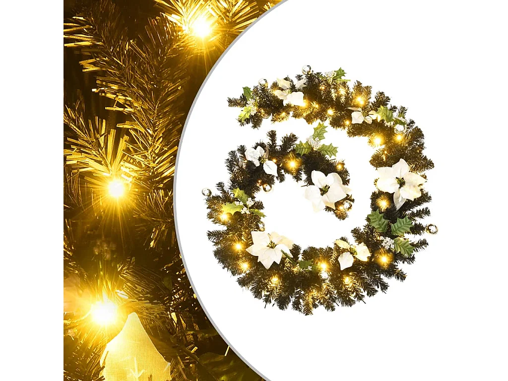 Ghirlanda natalizia con luci LED Nera 2,7 mt PVC