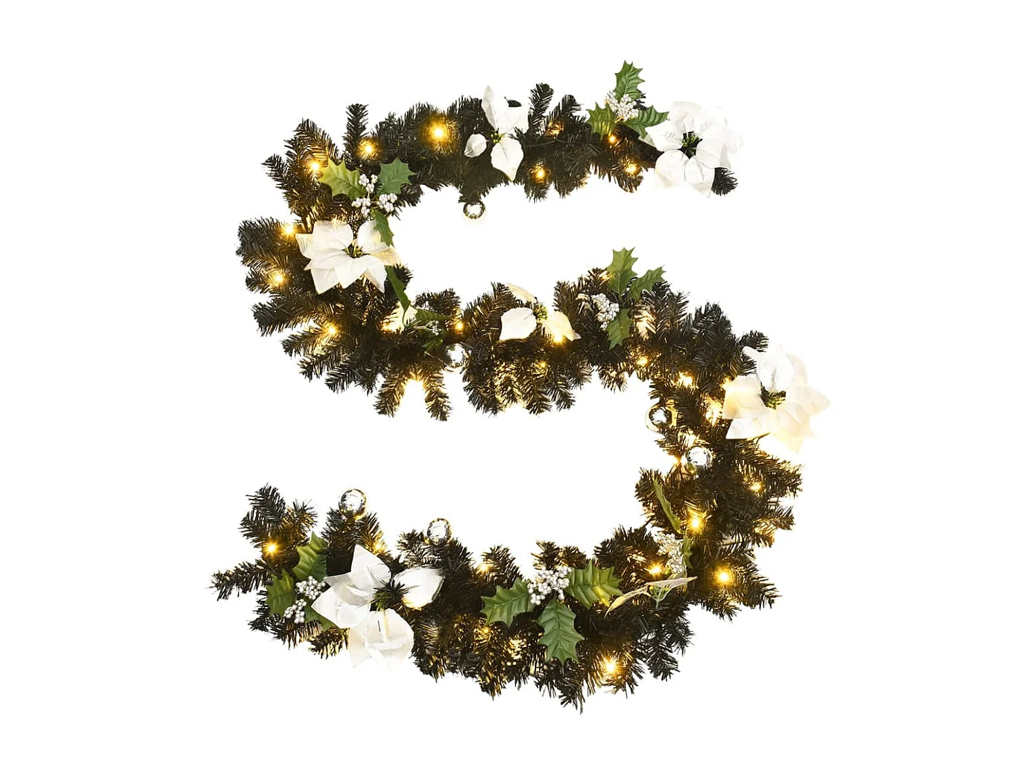 Ghirlanda natalizia con luci LED Nera 2,7 mt PVC