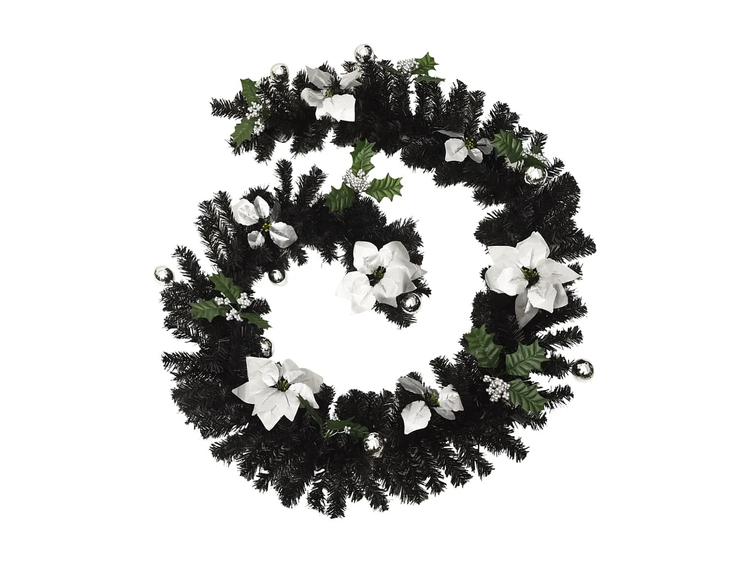 Ghirlanda natalizia con luci LED Nera 2,7 mt PVC