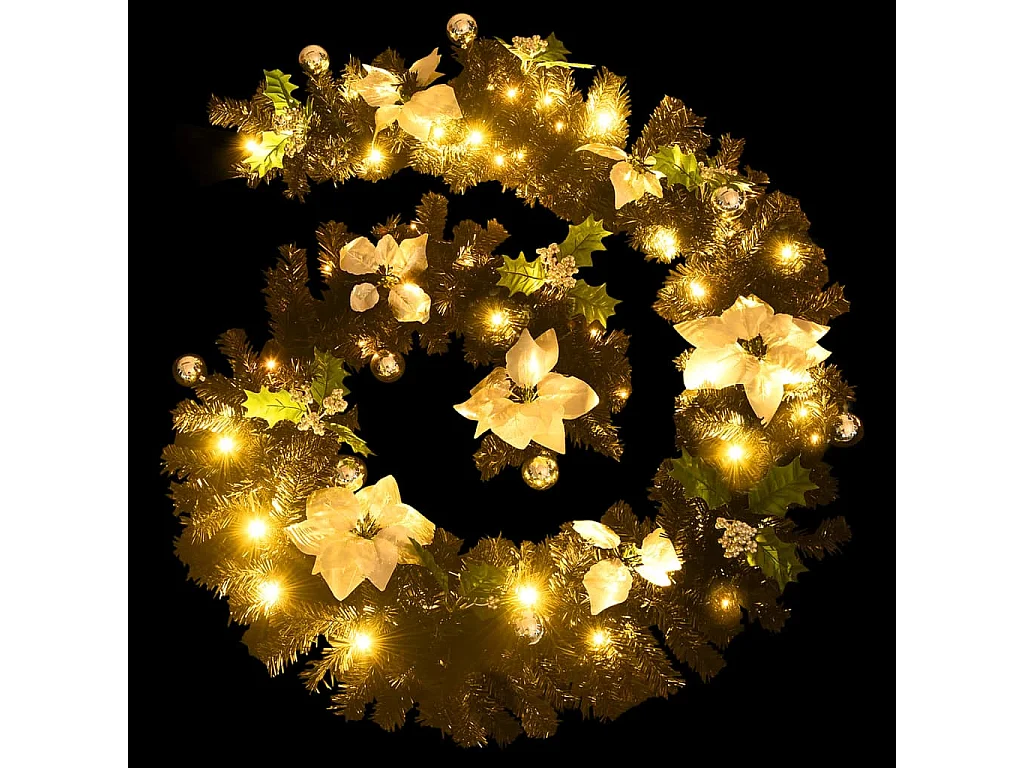 Ghirlanda natalizia con luci LED Nera 2,7 mt PVC