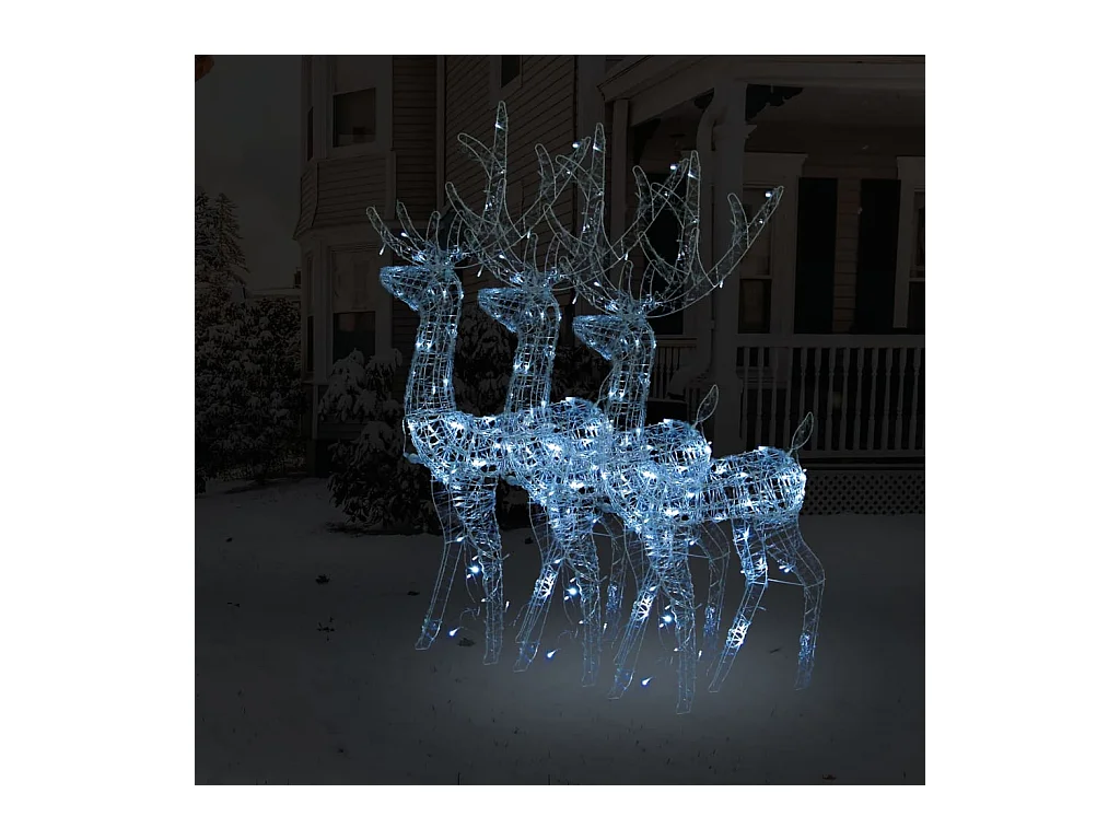 Renne Decorazioni natalizie Acrilico 3 pz 120 cm Bianco freddo