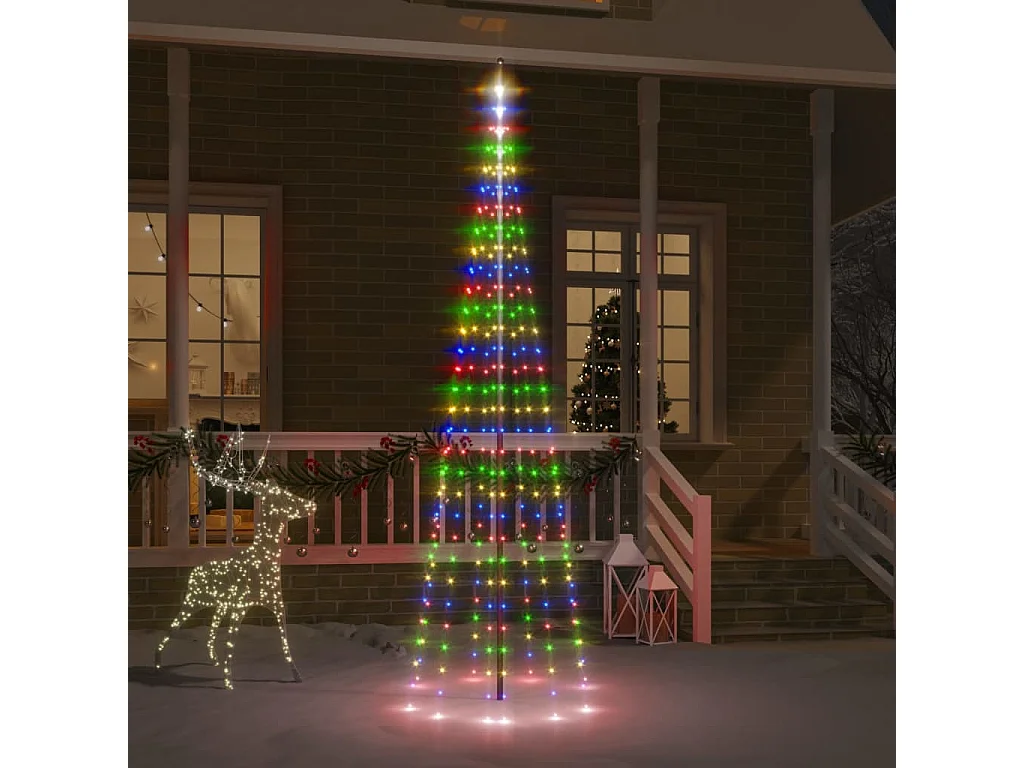 Árbol de Navidad sobre asta de bandera 310 LED de colores 300 cm