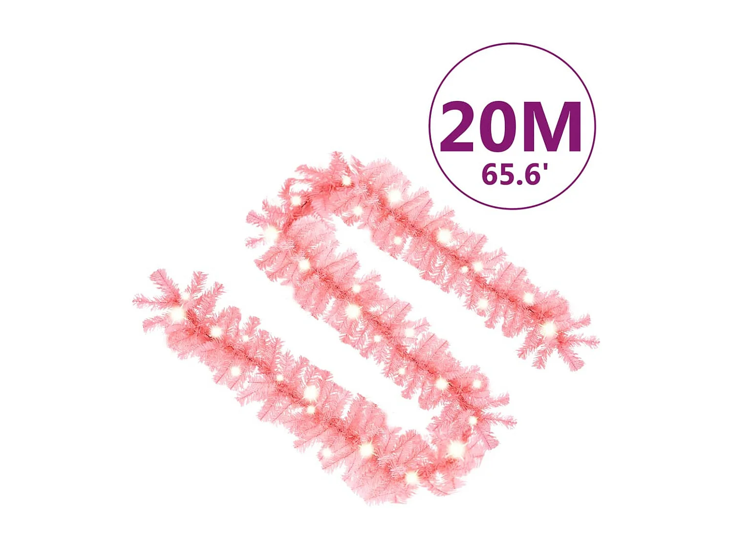 Guirlanda de Natal com luzes LED 20 m Rosa