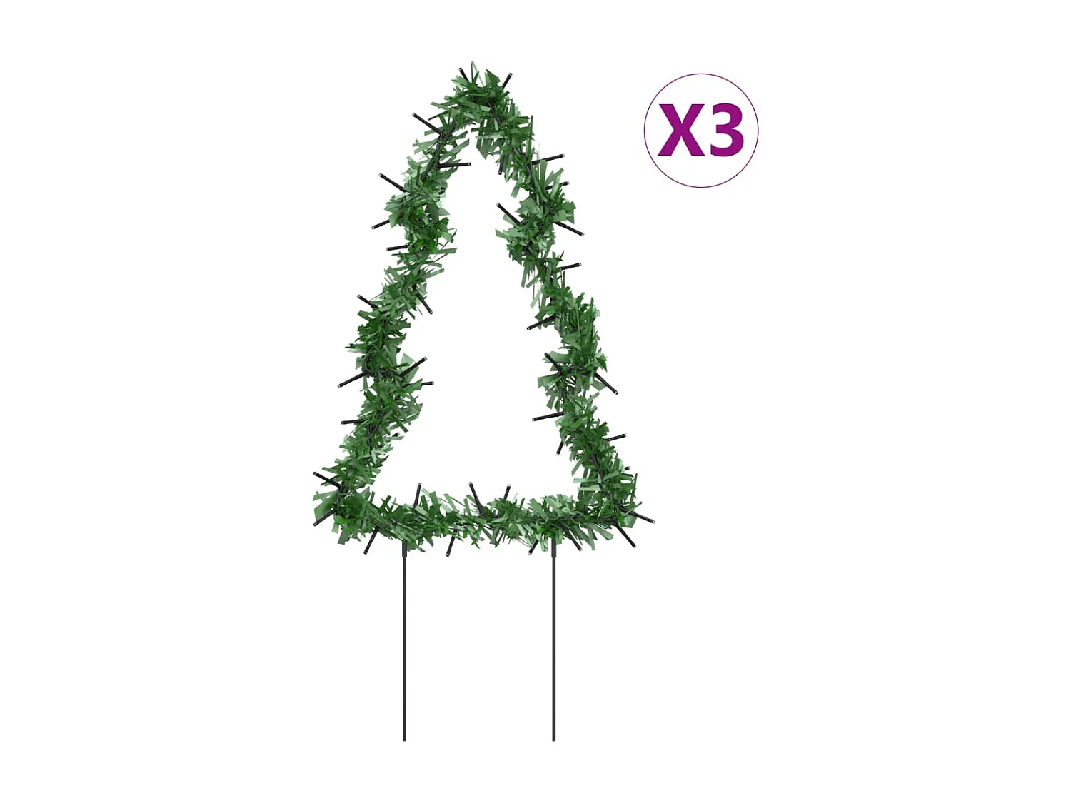 Paletti decorativi luminosi per albero di Natale 3 pz 50 LED 30 cm