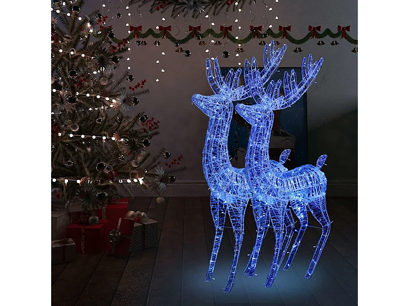 Reno navideño XXL acrílico 250 LED 2 piezas 180 cm azul
