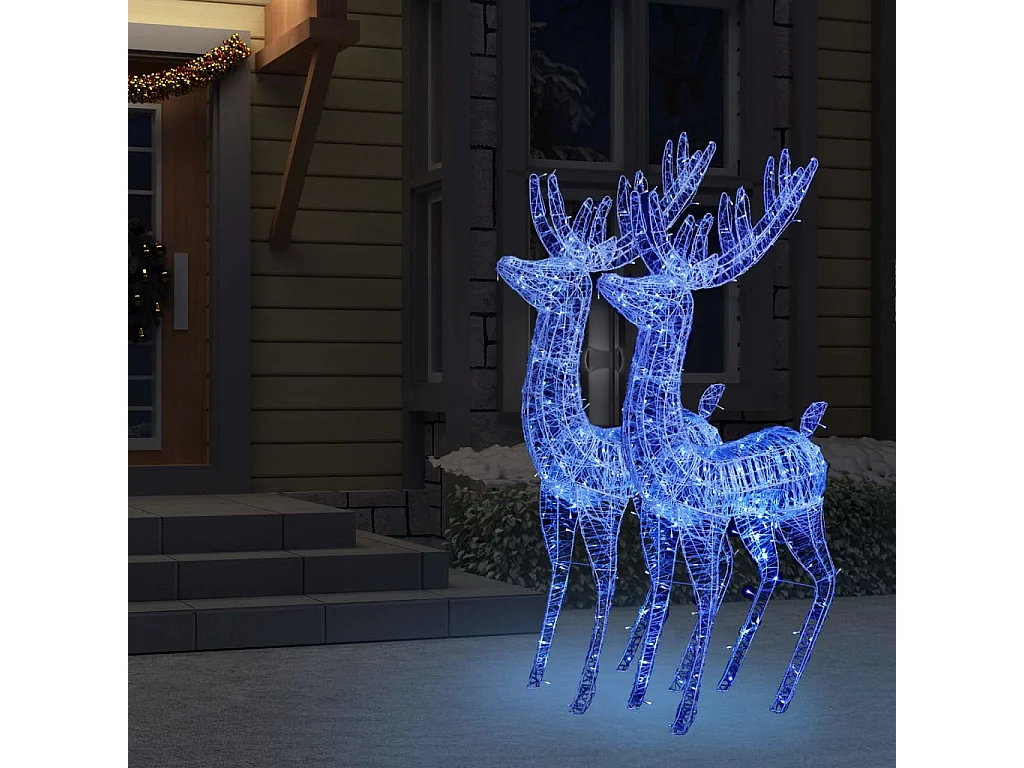 Reno navideño XXL acrílico 250 LED 2 piezas 180 cm azul