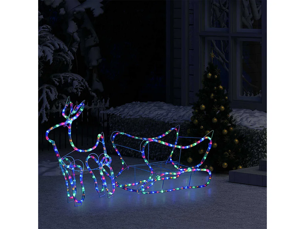 Décoration de Noël d'extérieur Renne et traîneau 252 LED