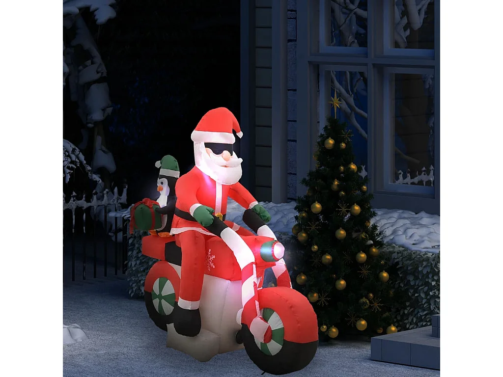 Papá Noel hinchable en moto LED IP44 160 cm