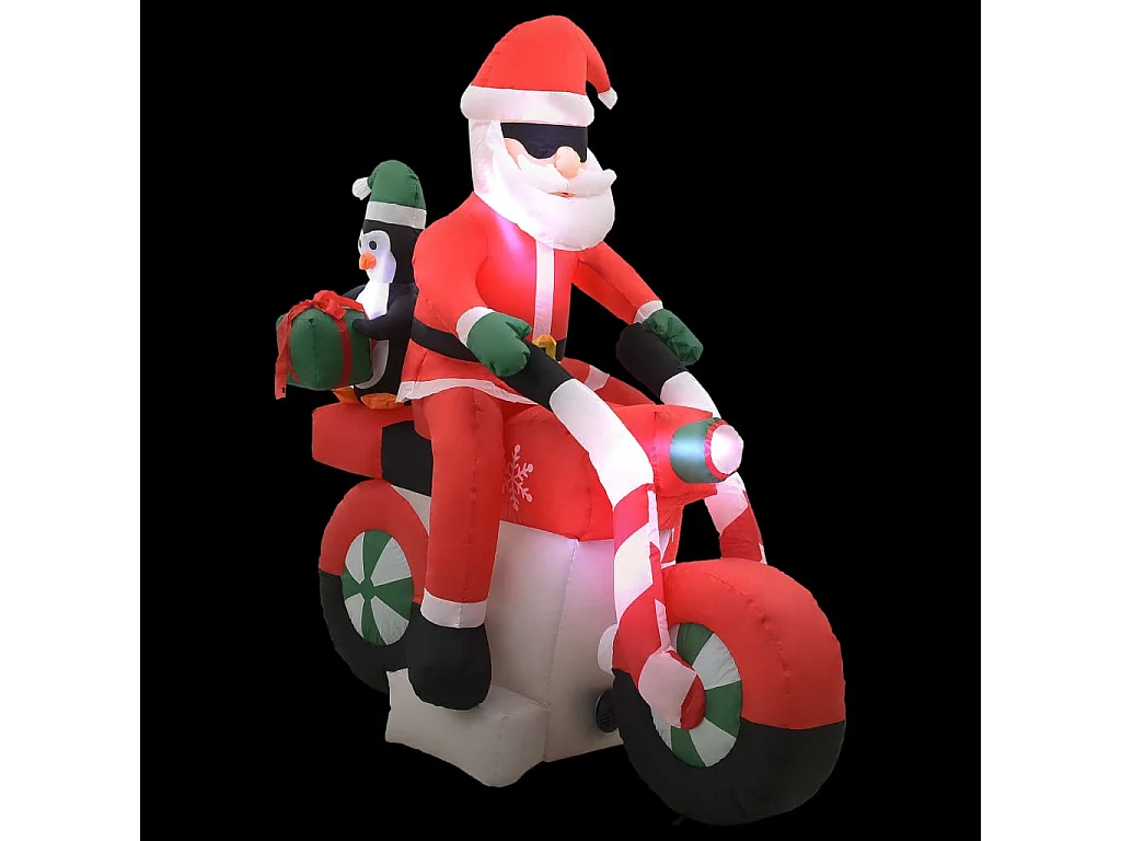 Papá Noel hinchable en moto LED IP44 160 cm