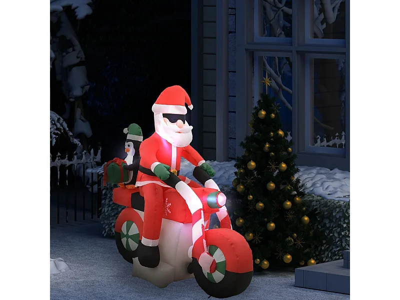 Babbo Natale gonfiabile su moto LED IP44 160 cm
