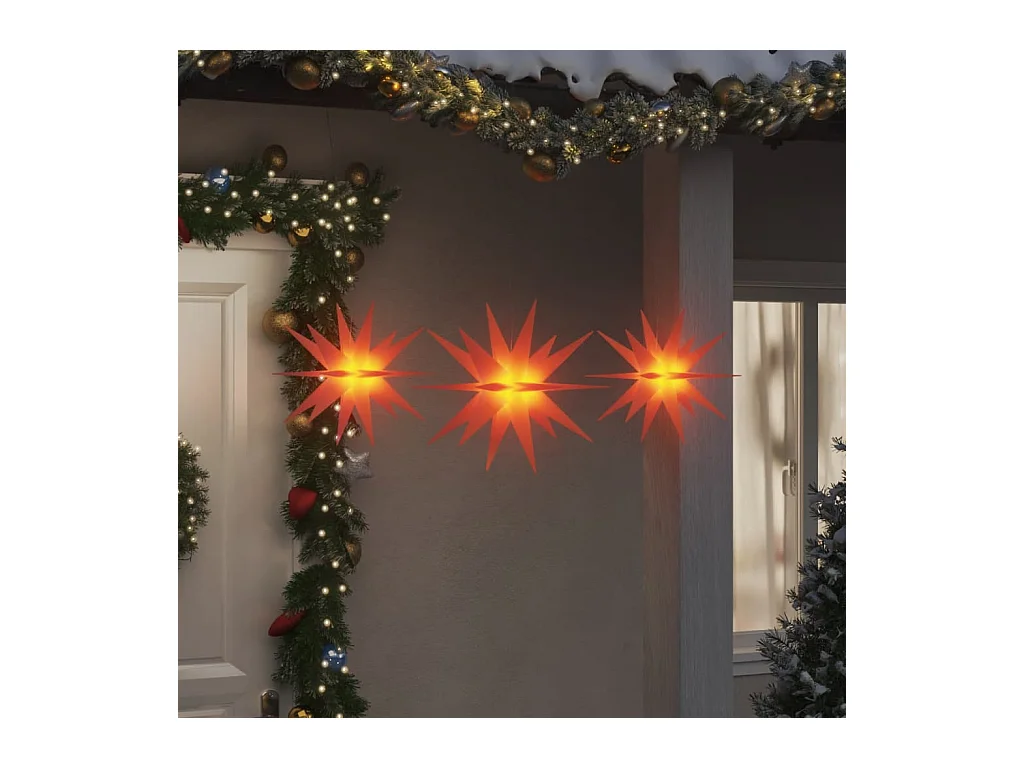 Weihnachtsbeleuchtung mit LED 3 Stück faltbar rot