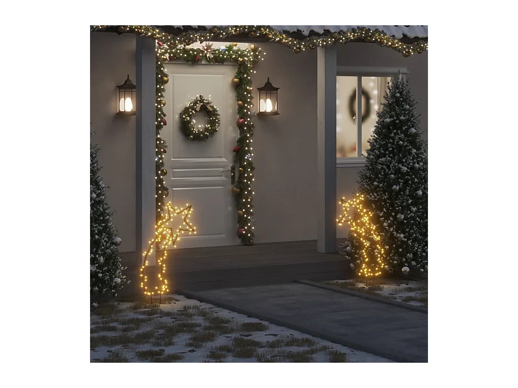 Décoration lumineuse météore de Noël avec piquets 115 LED 89 cm