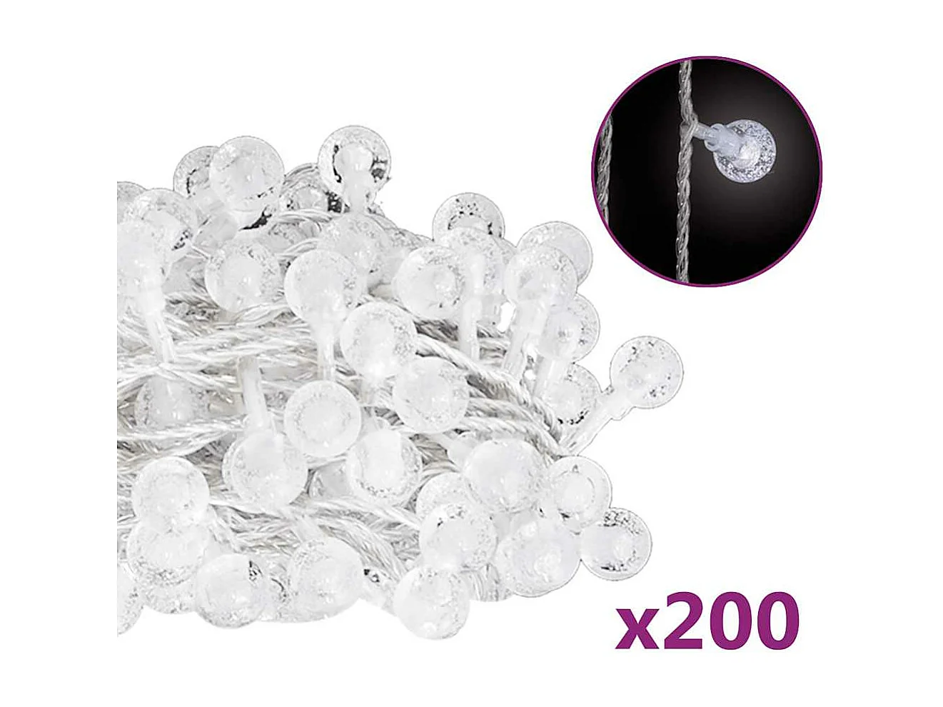 Guirlande lumineuse Globe 20 m 200 LED Blanc froid 8 fonctions