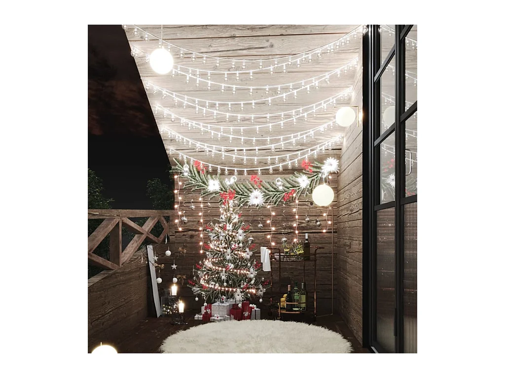 Guirnalda de luces globo 20 m 200 LED Blanco frío 8 funciones