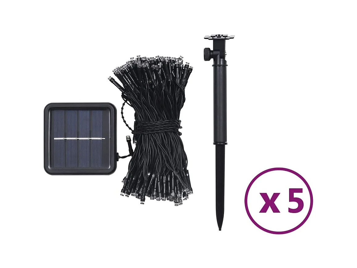 Solarleuchten 5 Stück 5x200 LED Kaltweiß Indoor Outdoor