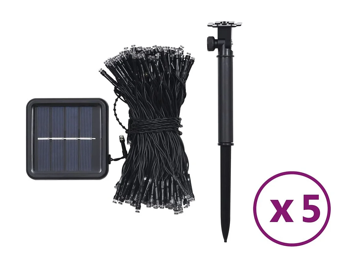 Luzes solares 5 unidades 5x200 LED branco frio interno externo