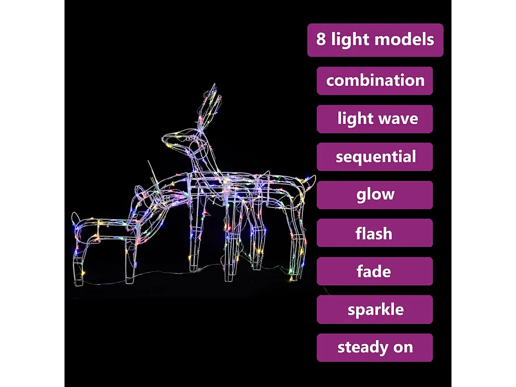 Weihnachtslichtkabel 3 Stück Rentier 229 LED