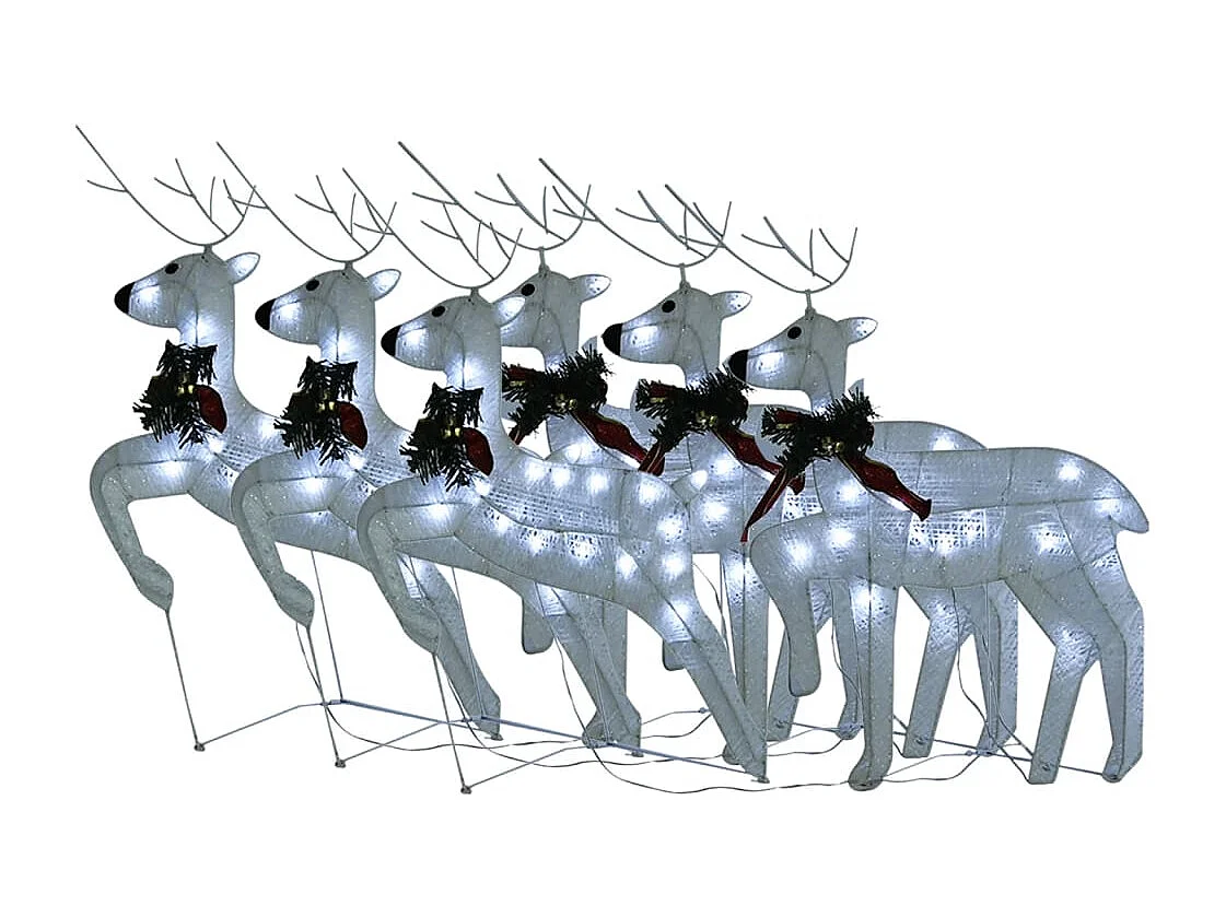 Rena de Natal 6 pcs Branco 120 LED